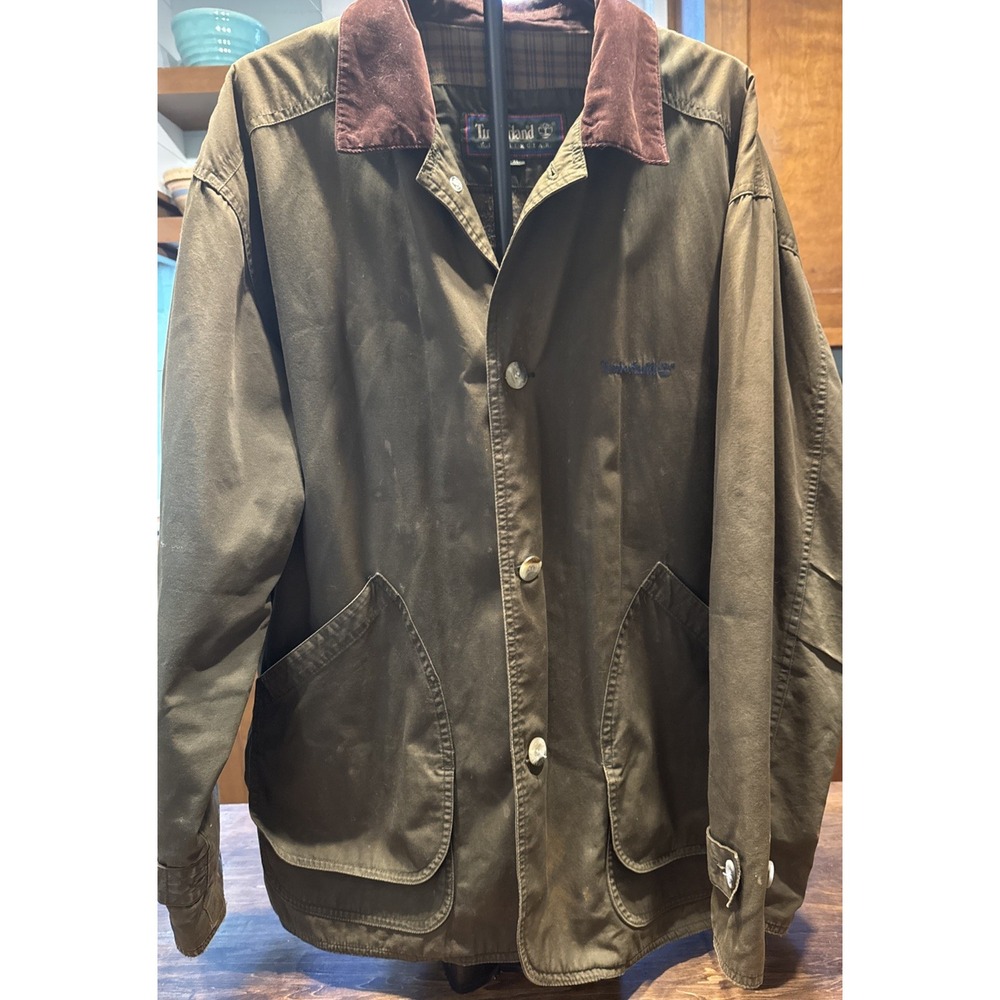 Vintage Timberland Chore Jacket XL Mens Green Canvas Field Barn Coat Well Worn